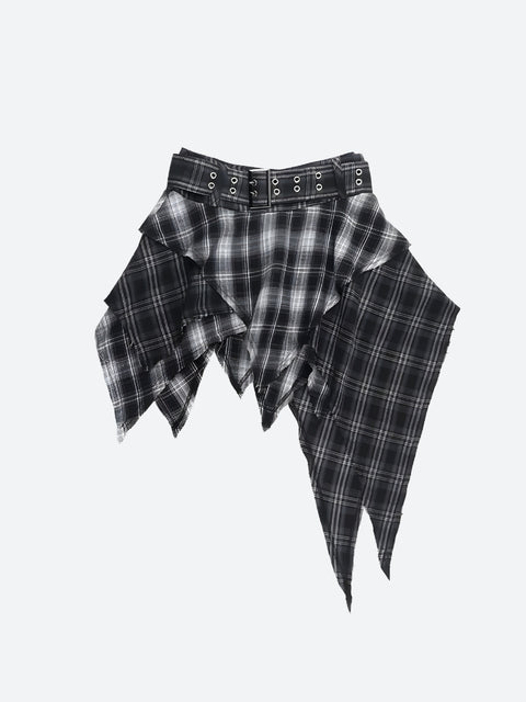 Y2K Gothic Plaid Asymmetrical Skirt