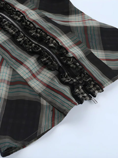 Y2K Gothic Plaid Shirt