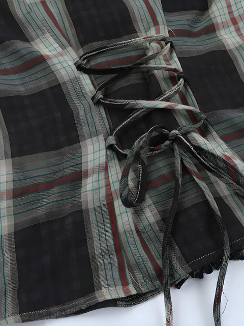 Y2K Gothic Plaid Shirt