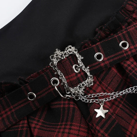 Y2K Gothic Plaid Skirt