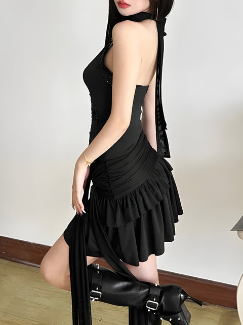 Y2K Gothic Sequin Mini Dress