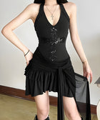 Y2K Gothic Sequin Mini Dress