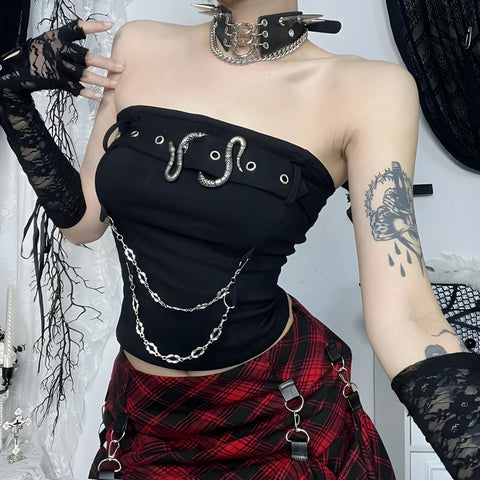 Y2K Gothic Snake Top