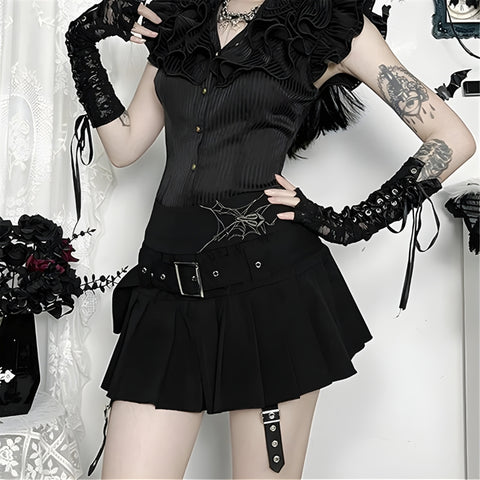 Y2K Gothic Spiderweb Mini Skirt