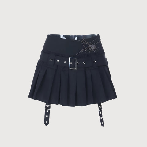 Y2K Gothic Spiderweb Mini Skirt