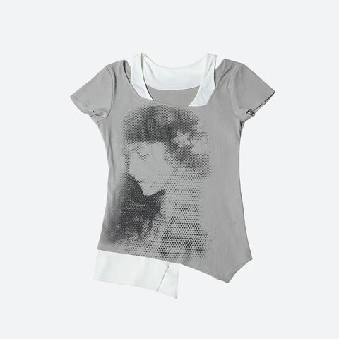 Y2K Grunge Asymmetric Layered Top