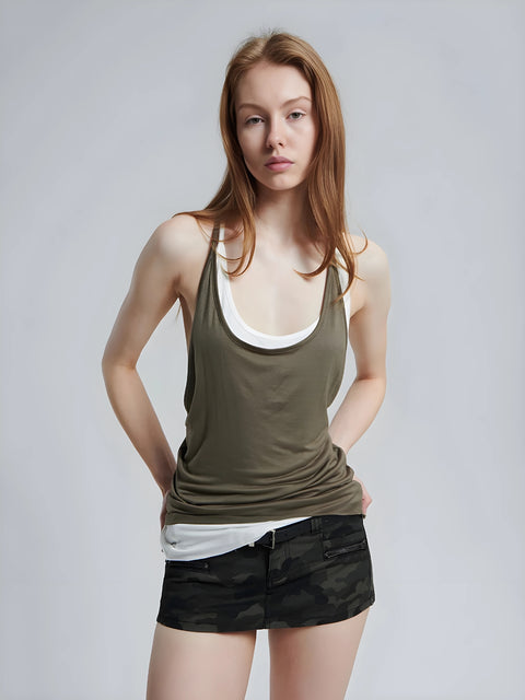 Y2K Grunge Camouflage Mini Skort