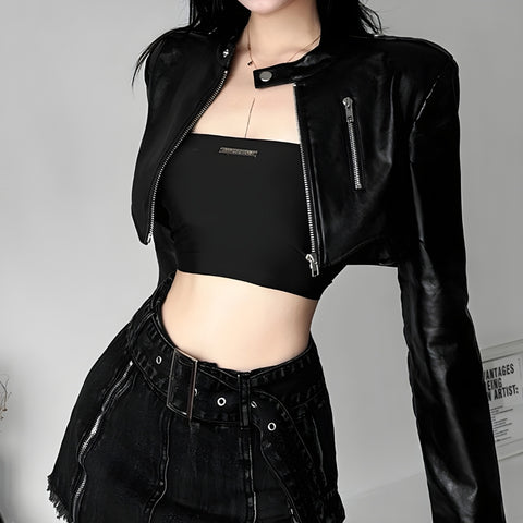 Y2K Grunge Faux Leather Jacket