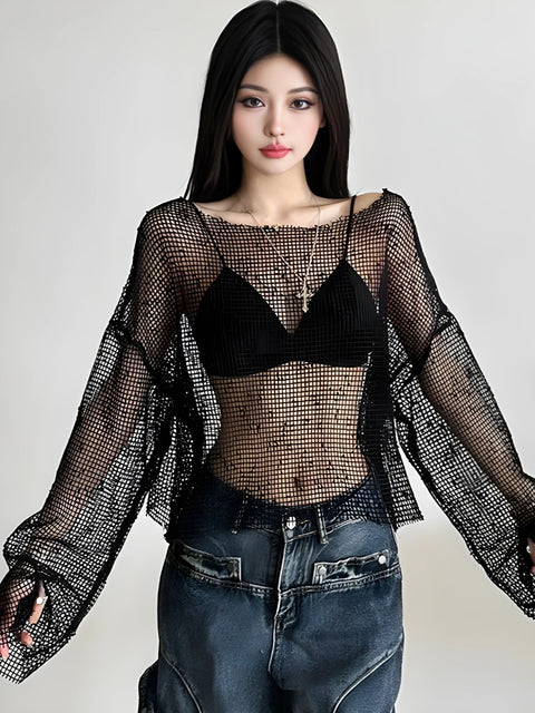 Y2K Grunge Fishnet Top