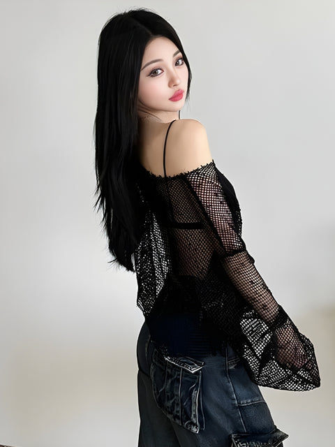 Y2K Grunge Fishnet Top