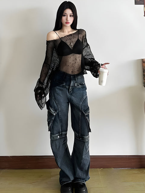 Y2K Grunge Fishnet Top