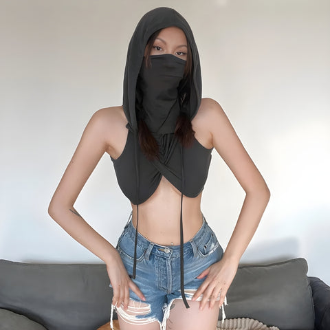 Y2K Grunge Hooded Tube Top