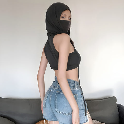 Y2K Grunge Hooded Tube Top
