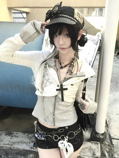 Y2K Grunge Layered Blouse