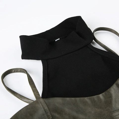 Y2K Grunge Layered Halter Top