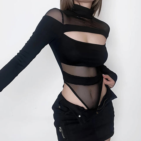 Y2K Grunge Mesh Bodysuit