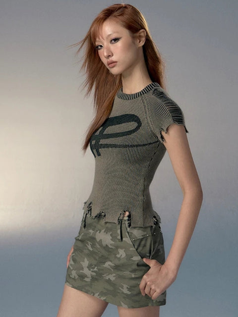 Y2K Grunge Ripped Top