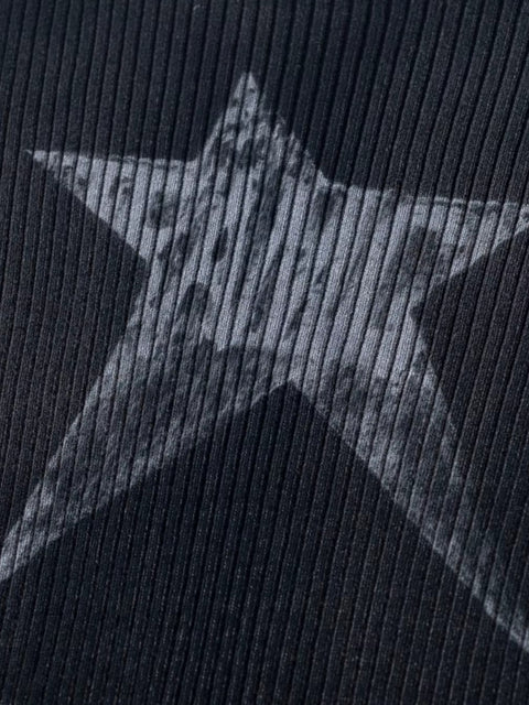 Y2K Grunge Star Ribbed Top