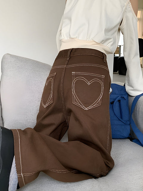 Y2K Heart Straight Leg Pants