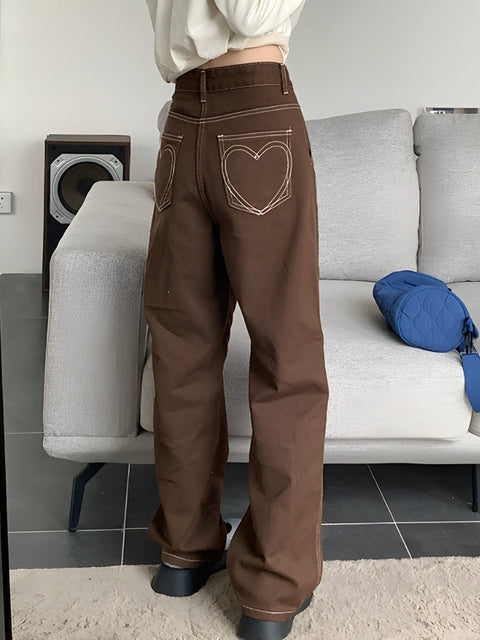 Y2K Heart Straight Leg Pants