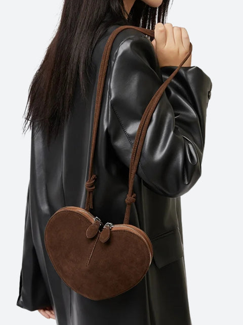 Y2K Heart Suede Shoulder Bag