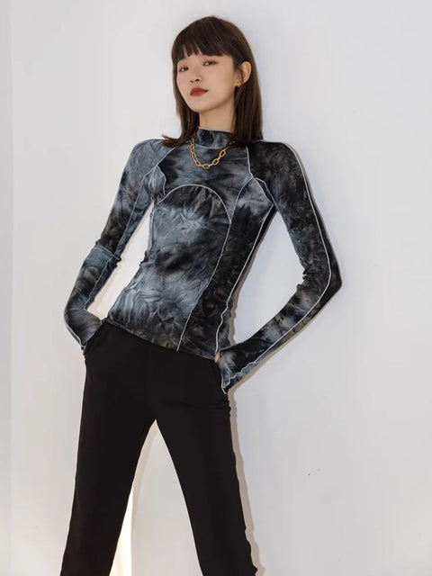 Y2K High Neck Patchwork Top