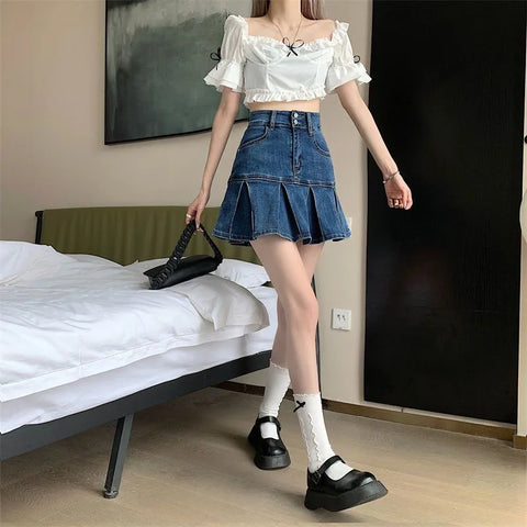 Y2K High Waist Denim Mini Skirt