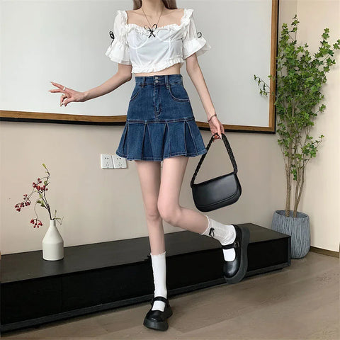 Y2K High Waist Denim Mini Skirt