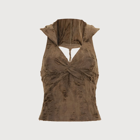 Y2K Hooded Backless Crop Top