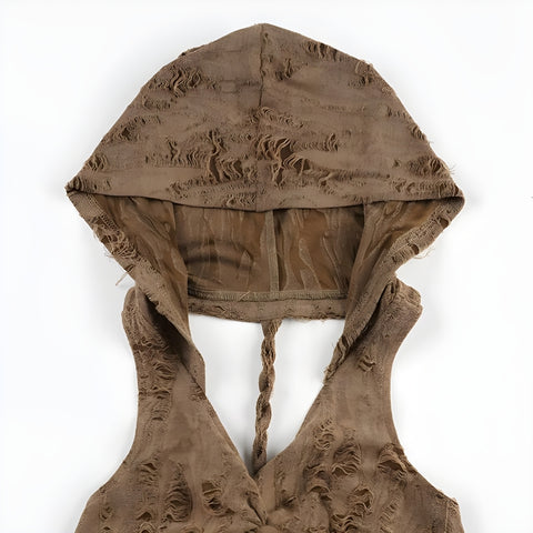 Y2K Hooded Backless Crop Top