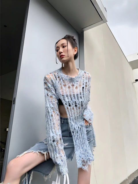 Y2K Knit Mesh Top