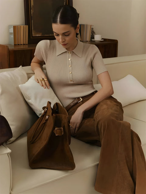 Y2K Knit Polo Blouse