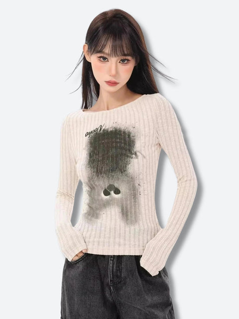 Y2K Koala Ribbed Top