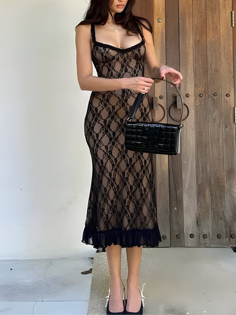 Y2K Lace Midi Dress