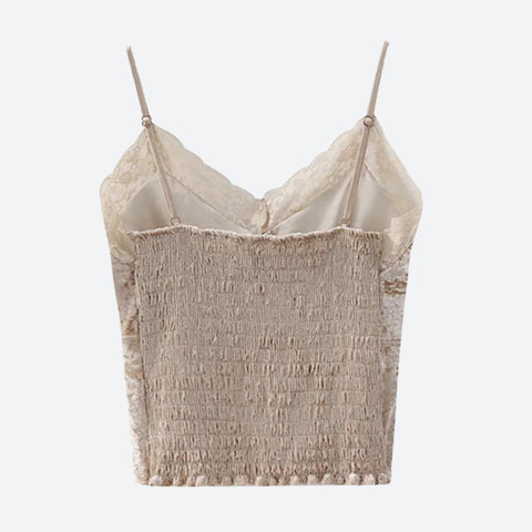 Y2K Lace Trim Velvet Cami Top