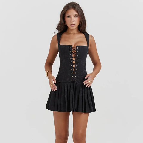 Y2K Lace Up Corset Mini Dress