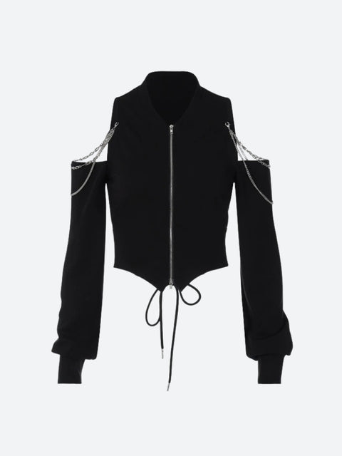Y2K Lace Up Cut Out Cardigan