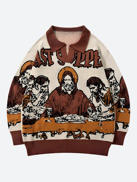 Y2K Last Supper Polo Sweater