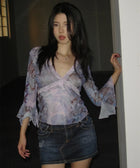 Y2K Lavender Lace Trim Top