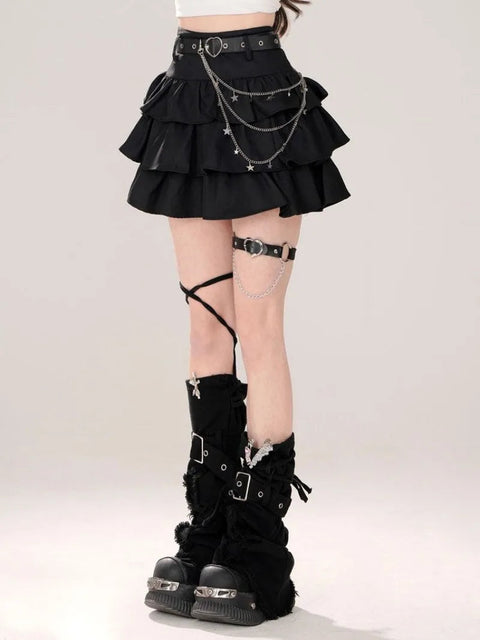 Y2K Layered Ruffle Skirt