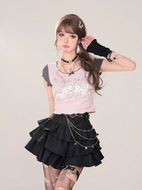 Y2K Layered Ruffle Skirt