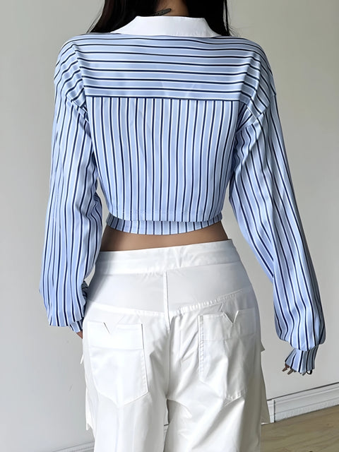 Y2K Layered Striped Crop Top