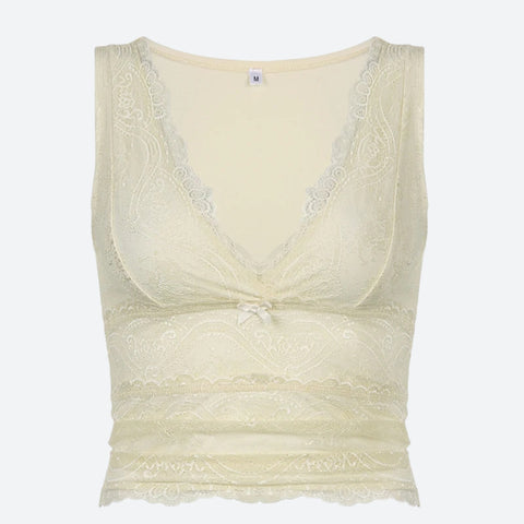 Y2K Lemon Lace Top