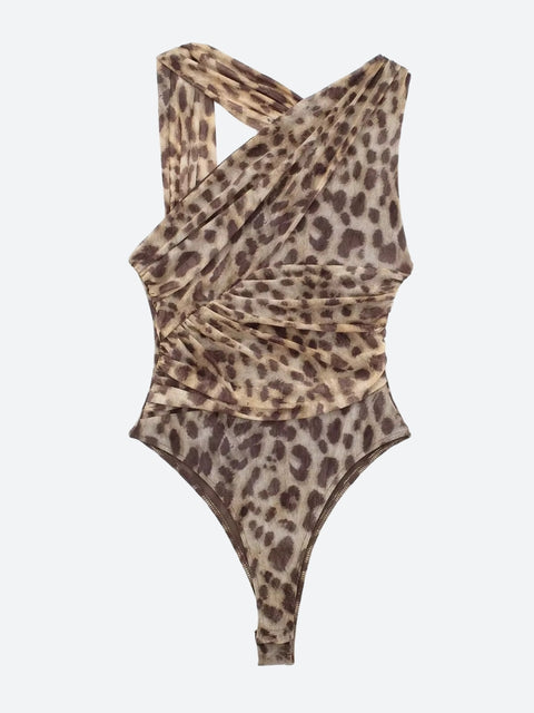 Y2K Leopard Cut Out Bodysuit