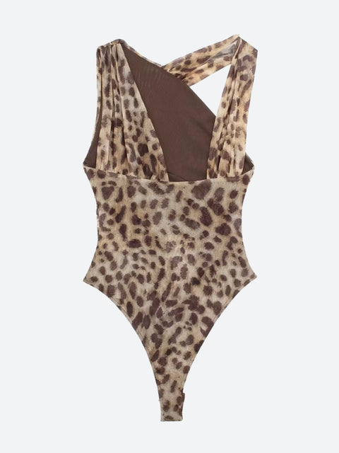 Y2K Leopard Cut Out Bodysuit