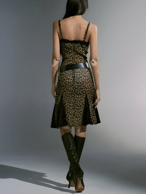 Y2K Leopard Sheer Mini Dress