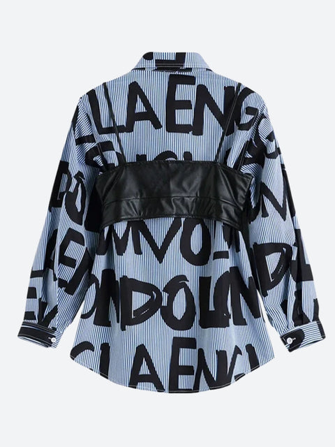 Y2K Letter Print Shirt with Bustier