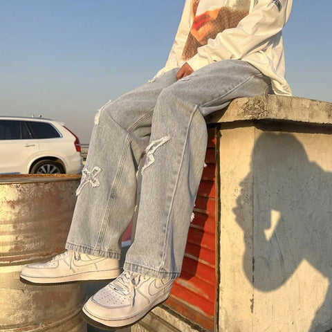 Y2K Lightning & Cross Patch Denim Jeans
