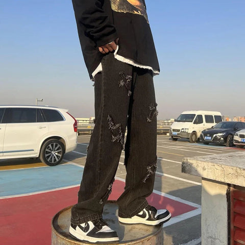 Y2K Lightning & Cross Patch Denim Jeans