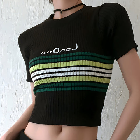 Y2K London Striped Knitted Top